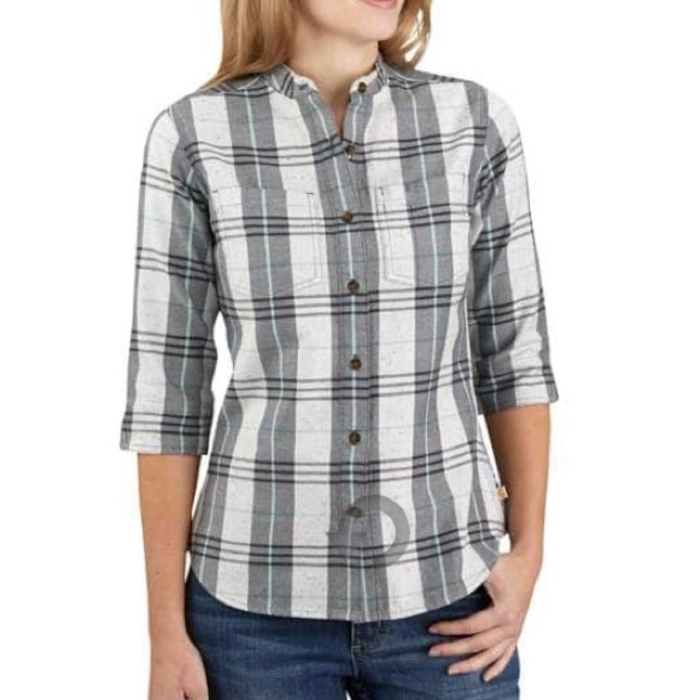 Carhartt Grey Plaid Button-up Shirt - Medium